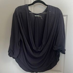 Blue drape blouse